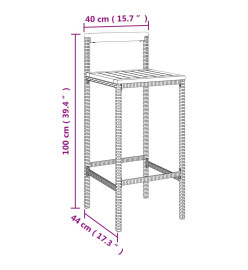 Tabourets de bar 2 pcs gris résine tressée et bois d'acacia