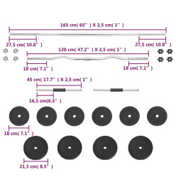 Ensemble d'haltères et de barres 30 kg