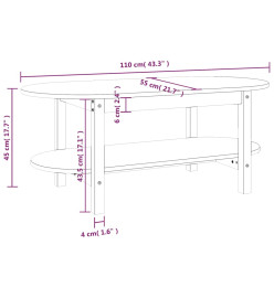 Table basse Gris 110x55x45 cm Bois massif de pin