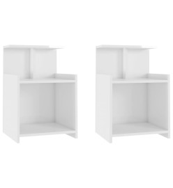 Tables de chevet 2 pcs Blanc brillant 40x35x60 cm Aggloméré