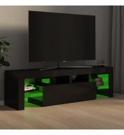 Meuble TV avec lumières LED noir brillant 140x36,5x40 cm