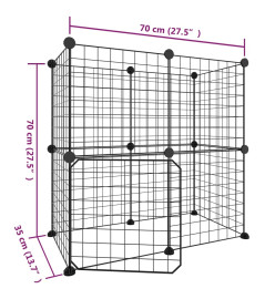 Cage animaux de compagnie à 12 panneaux et porte Noir 35x35 cm