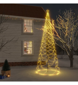 Arbre de Noël avec poteau en métal 1400 LED blanches chaudes 5m