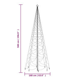 Arbre de Noël avec poteau en métal 1400 LED blanches chaudes 5m