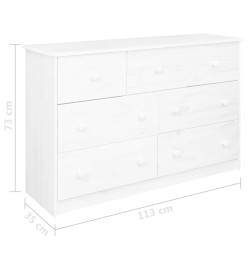 Buffet 7 tiroirs Blanc 113x35x73 cm Bois de pin massif