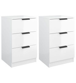 Tables de chevet 2 pcs Blanc brillant 40x36x65 cm