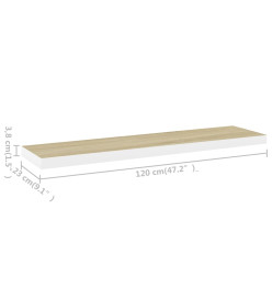 Étagères flottantes 2 pcs Chêne et blanc 120x23,5x3,8 cm MDF