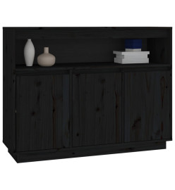 Buffet Noir 104,5x34x80 cm Bois massif de pin