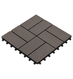 Carreau de terrasse 11 pcs WPC 30 x 30 cm 1 m² Marron foncé