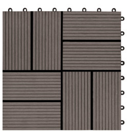 Carreau de terrasse 11 pcs WPC 30 x 30 cm 1 m² Marron foncé