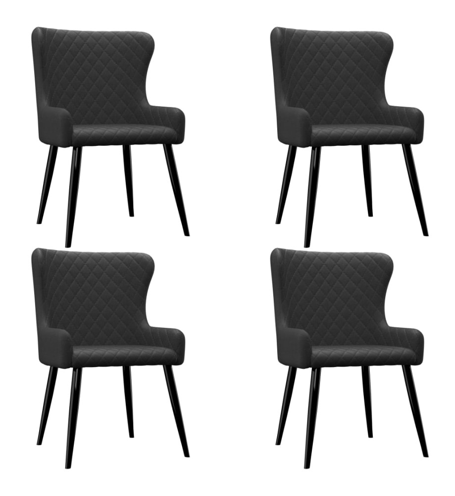 Chaises à manger lot de 4 noir tissu