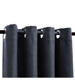 Rideaux occultants avec anneaux Métal 2pcs Anthracite 140x245cm