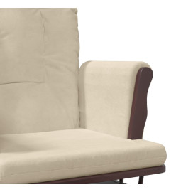 Chaise berçante avec repose-pied Blanc crème Tissu