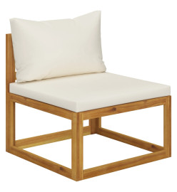 Ensemble de canapés 2 pcs et coussins blanc crème Acacia solide