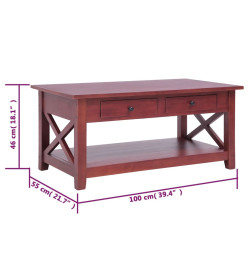 Table basse Marron 100x55x46 cm Bois d'acajou massif