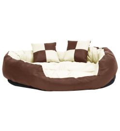 Coussin réversible lavable de chien Marron et crème 110x80x23cm