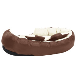 Coussin réversible lavable de chien Marron et crème 110x80x23cm