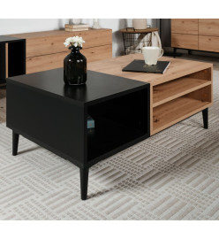 Finori Table basse Nola 55A Chêne artisanal et noir