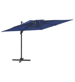 Parasol cantilever à double toit Bleu azuré 300x300 cm