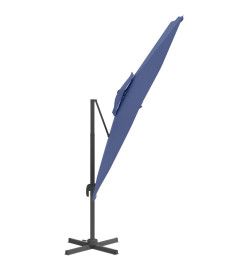 Parasol cantilever à double toit Bleu azuré 300x300 cm