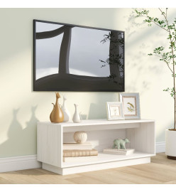 Meuble TV Blanc 90x35x35 cm Bois de pin massif