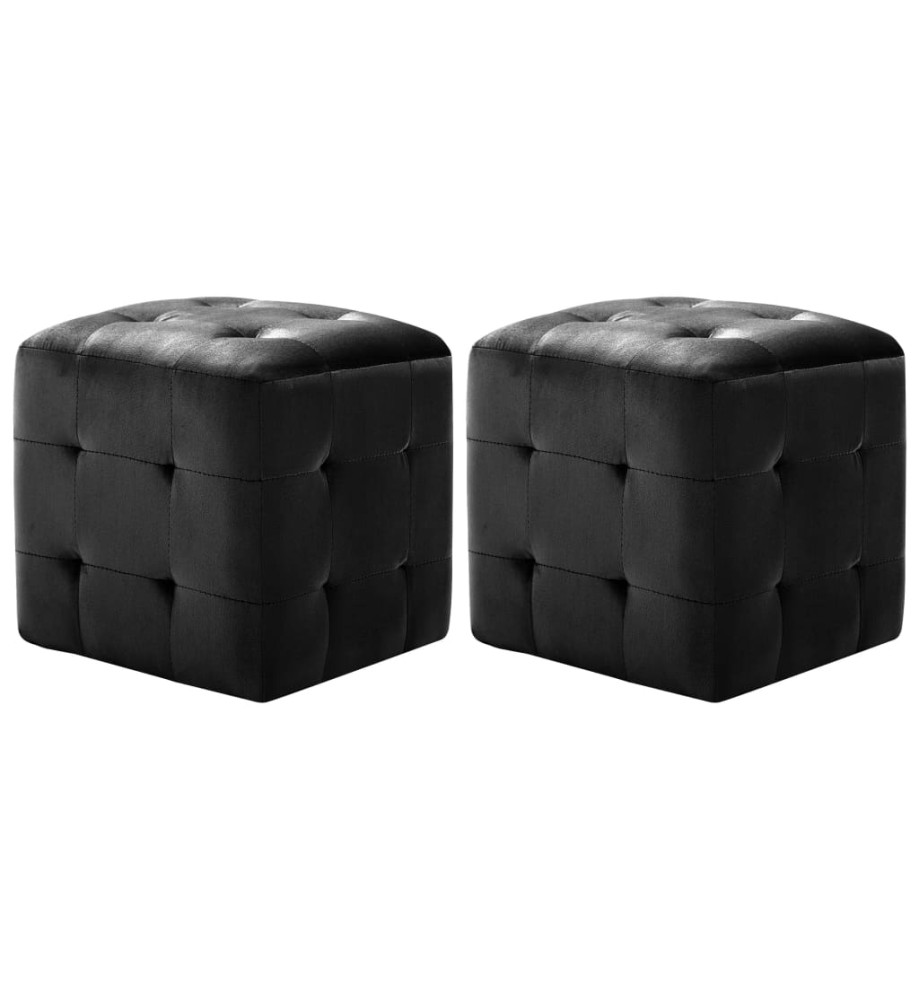 2 pcs Poufs Noir 30 x 30 x 30 cm Tissu velours