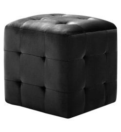 2 pcs Poufs Noir 30 x 30 x 30 cm Tissu velours