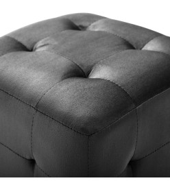 2 pcs Poufs Noir 30 x 30 x 30 cm Tissu velours