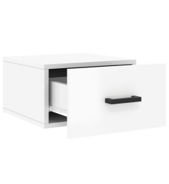 Table de chevet murale blanc brillant 35x35x20 cm