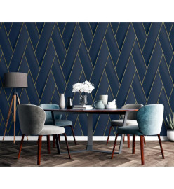 DUTCH WALLCOVERINGS Papier peint Geometric Bleu et doré