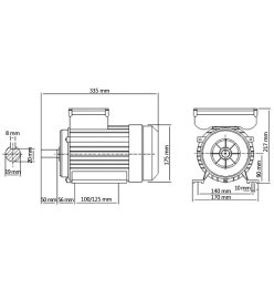 Moteur monophasé Aluminium 1,5kW/2 CH 2 pôles 2800 tr/min