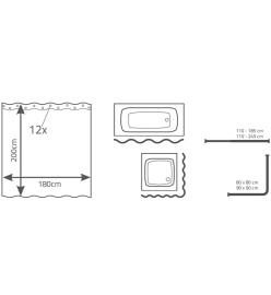 RIDDER Rideau de douche Madison 180 x 200 cm