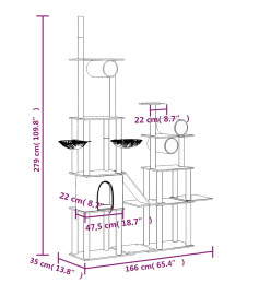 Arbre à chat avec griffoirs en sisal Gris foncé 279 cm