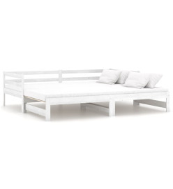 Lit coulissant Blanc Bois de pin massif 2x(90x200) cm