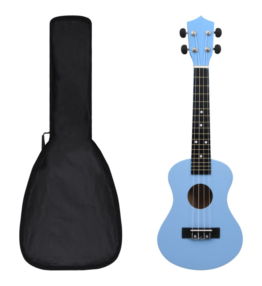 Jeu de ukulélé soprano avec sac pour enfants Bleu azuré 23"