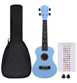 Jeu de ukulélé soprano avec sac pour enfants Bleu azuré 23"