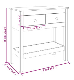 Table console Noir 75x35x75 cm Bois massif de pin