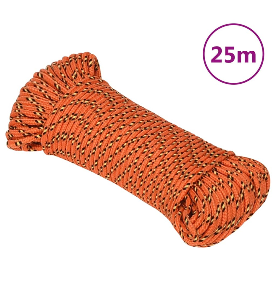 Corde de bateau Orange 3 mm 25 m Polypropylène