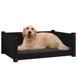 Lit pour chien Noir 75,5x55,5x28 cm Bois de pin solide