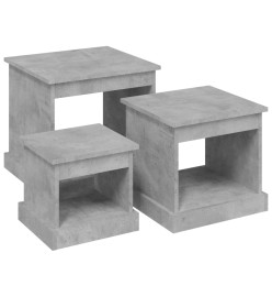 Tables gigognes 3 pcs gris béton bois d'ingénierie