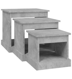 Tables gigognes 3 pcs gris béton bois d'ingénierie