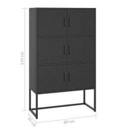 Buffet haut Noir 80x35x135 cm Acier