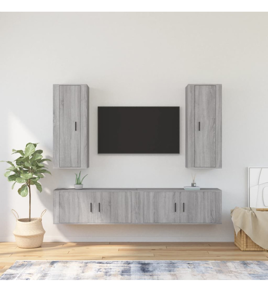 Ensemble de meubles TV 4 pcs Sonoma gris Bois d'ingénierie