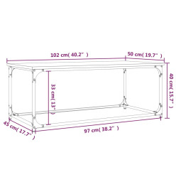 Table basse Chêne marron 102x50x40 cm Bois d'ingénierie et fer