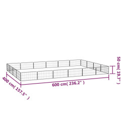 Parc pour chien 20panneaux Noir 100x50cm Acier enduit de poudre