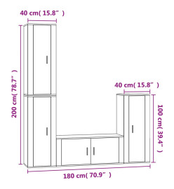 Ensemble de meubles TV 4 pcs Sonoma gris Bois d'ingénierie