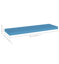 Étagère murale flottante Bleu 80x23,5x3,8 cm MDF