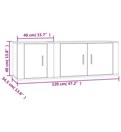 Ensemble de meubles TV 2 pcs Blanc Bois d'ingénierie