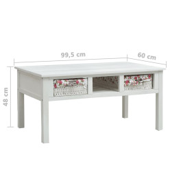 Table basse Blanc 99,5 x 60 x 48 cm Bois