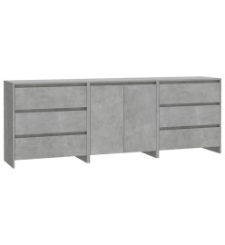 Buffets 3 pcs Gris béton Bois d'ingénierie